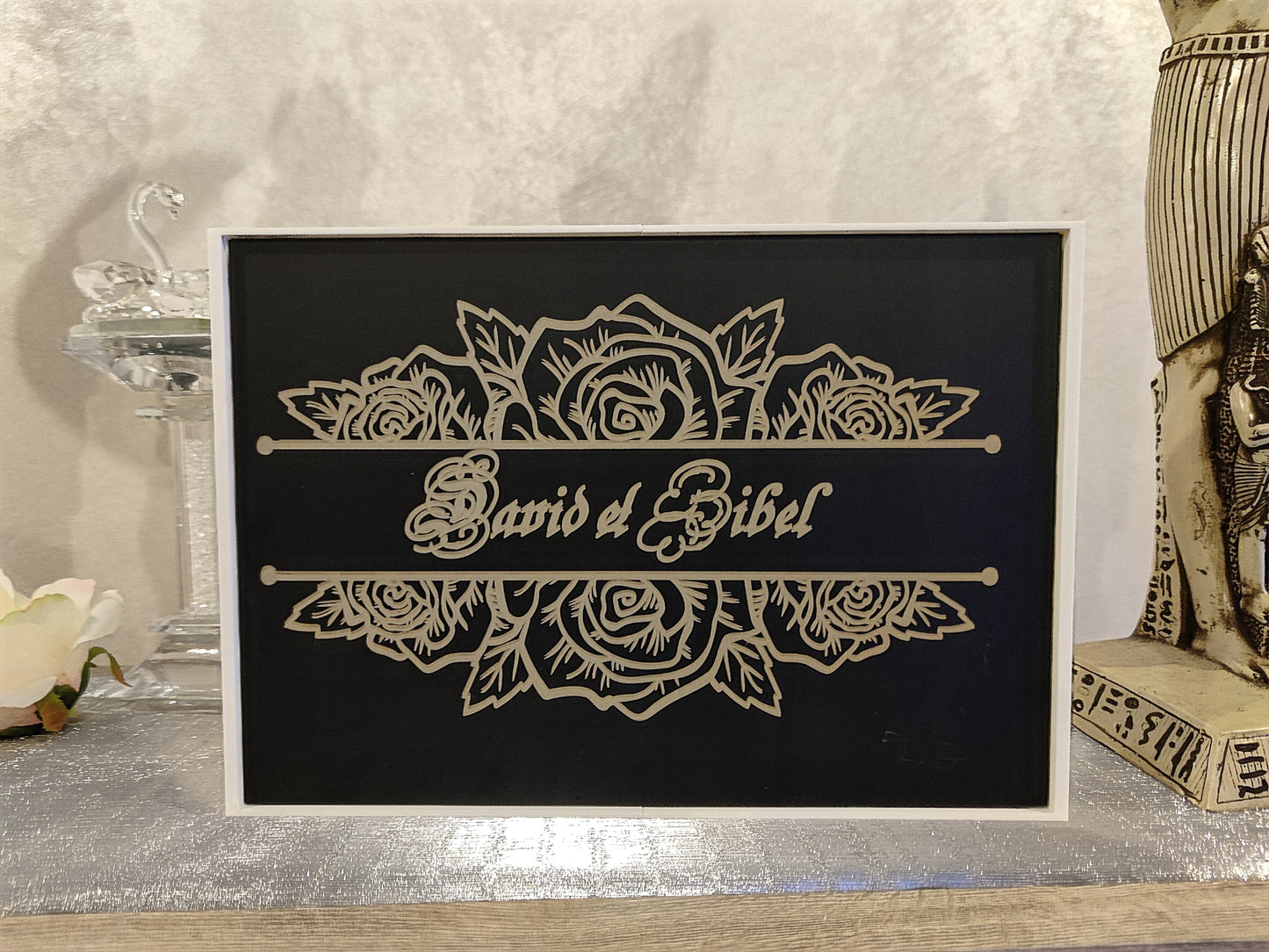 Leuchtende Glasbox mit Gravur