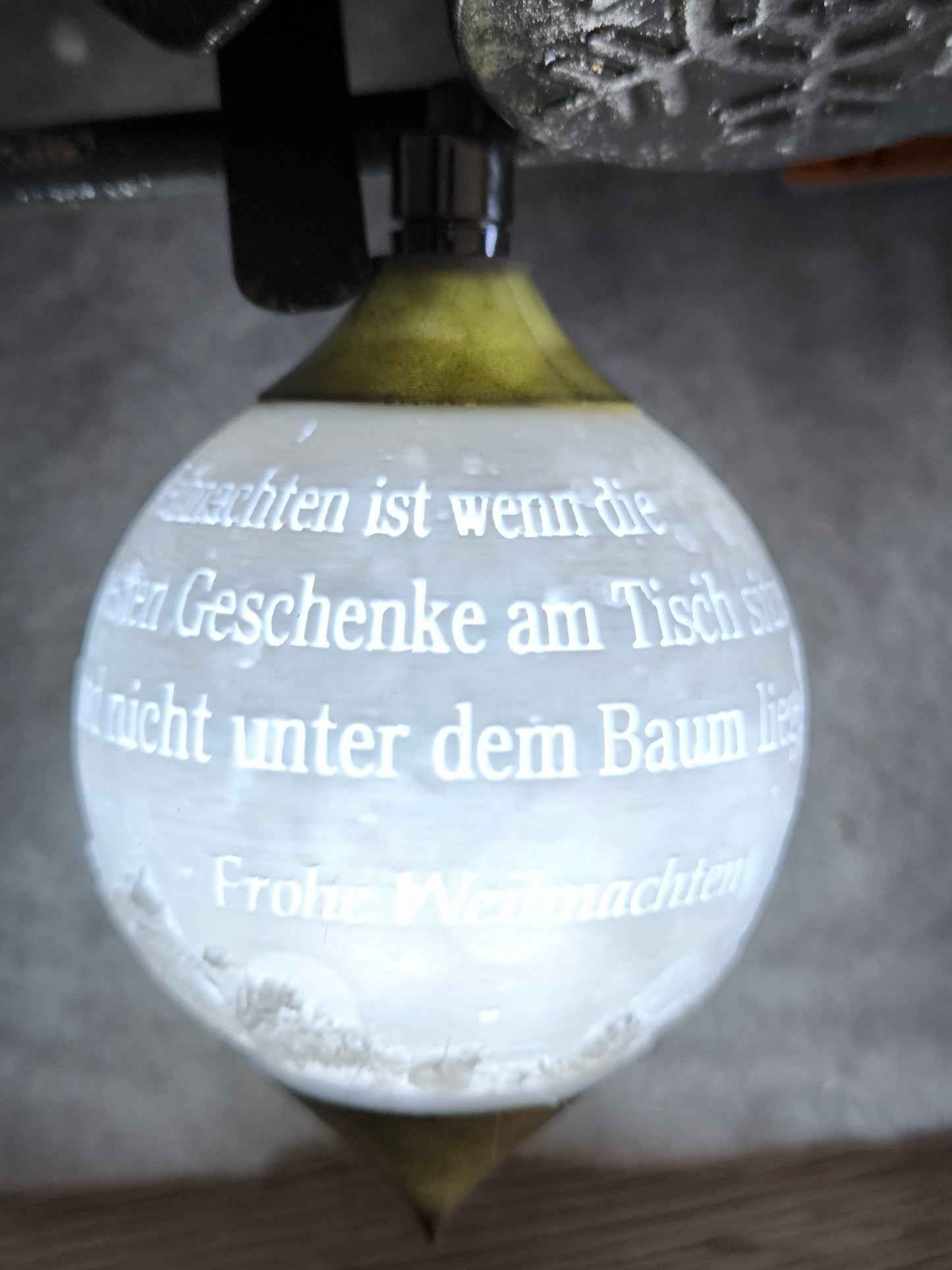Weihnachtskugel Laterne und Spruch